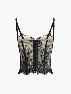 COMMENSE Floral Lace Semi-sheer Corset* Corset Tops|Tops