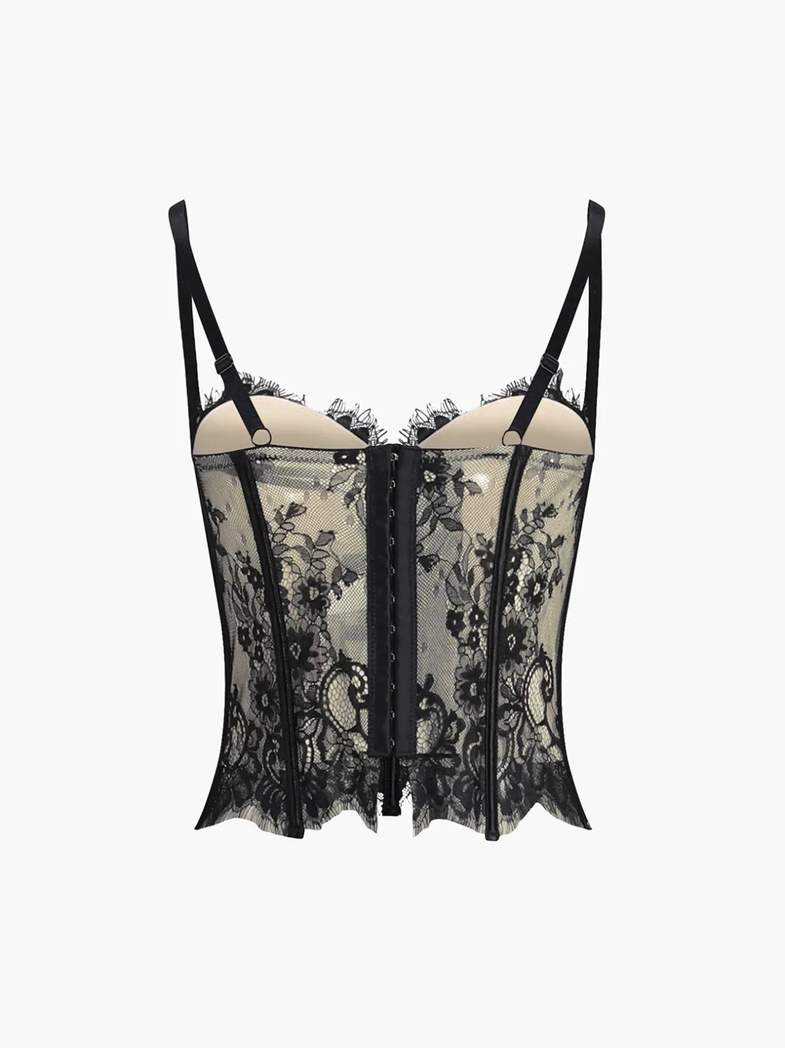 COMMENSE Floral Lace Semi-sheer Corset* Corset Tops|Tops
