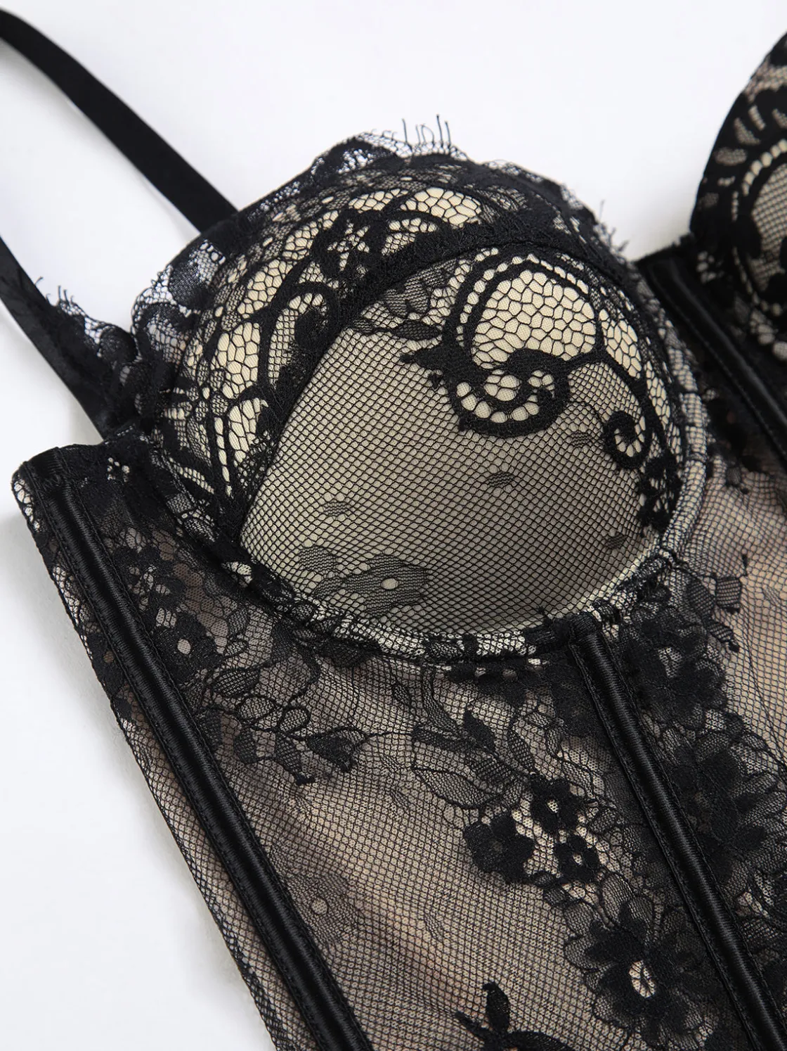 COMMENSE Floral Lace Semi-sheer Corset* Corset Tops|Tops