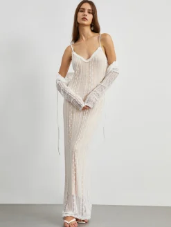 COMMENSE Floral Lace Textured Bolero Two Piece Long Dress* Black Dresses|Casual Dresses