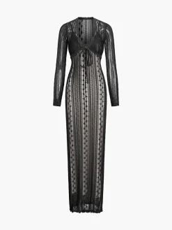 COMMENSE Floral Lace Textured Bolero Two Piece Long Dress* Black Dresses|Casual Dresses