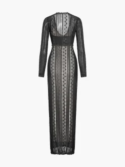 COMMENSE Floral Lace Textured Bolero Two Piece Long Dress* Black Dresses|Casual Dresses
