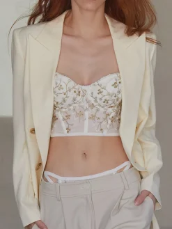 COMMENSE Floral Mesh Lace Crop Corset Top* Corset Tops|Crop Tops