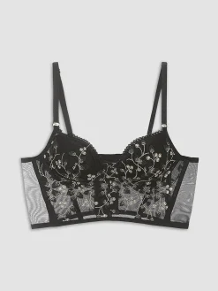 COMMENSE Floral Mesh Lace Crop Corset Top* Corset Tops|Crop Tops