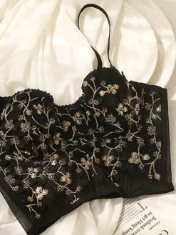 COMMENSE Floral Mesh Lace Crop Corset Top* Corset Tops|Crop Tops