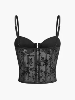 COMMENSE Floral Mesh Structured Corset* Corset Tops|Tops