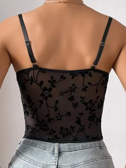 COMMENSE Floral Mesh Structured Corset* Corset Tops|Tops