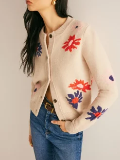 COMMENSE Floral Pattern Breasted Soft Cardigan* Cardigans|Sweaters & Cardigans