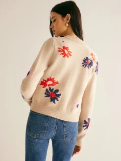 COMMENSE Floral Pattern Breasted Soft Cardigan* Cardigans|Sweaters & Cardigans