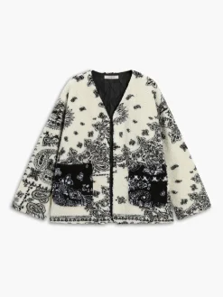 COMMENSE Floral Print Pocket Fleece Coat* Outerwear|Jackets