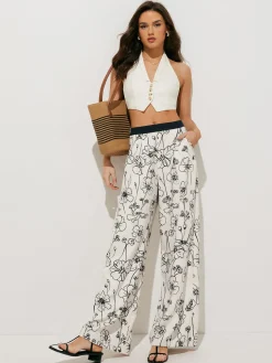 COMMENSE Floral Print Pockets Wide Leg Pants* Wide Leg|Pants
