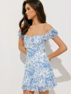 COMMENSE Floral Print Ruffle Short Dress* Casual Dresses|Floral Dresses