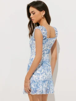COMMENSE Floral Print Ruffle Short Dress* Casual Dresses|Floral Dresses