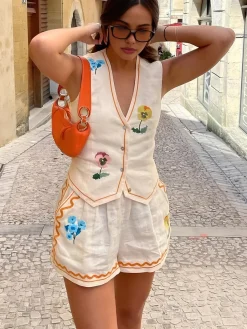 COMMENSE Floral Print Tank Shorts Set* Shorts Sets|Shorts