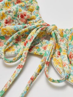 COMMENSE Floral Print Tie Front Bikini Set* Swimwear|Tops