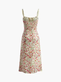 COMMENSE Floral Print Trim Cami Midi Dress* Casual Dresses|Floral Dresses