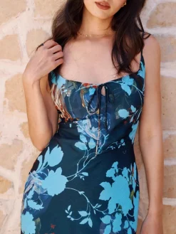 COMMENSE Floral Printed Backless Cami Dress* Floral Dresses|Vacation Dresses