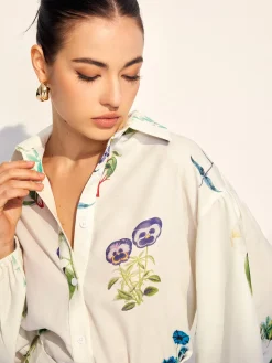 COMMENSE Floral Printed Lapel Long Sleeve Shorts Set* Shorts Sets|Shorts