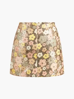 COMMENSE Floral Sequins Zipper Mini Skirt* Skirts