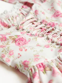 COMMENSE Floral Tie Waist Short Dress* Casual Dresses|Floral Dresses
