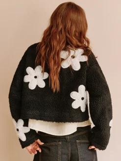 COMMENSE Floral Zipper Fleece Jacket* Outerwear|Jackets