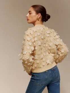 COMMENSE Floral-Decor Short Sweater* Sweater Tops|Sweaters & Cardigans