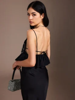 COMMENSE Flower Backless Ruffle Cami Top* Tank Tops & Camis|Tops