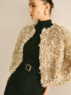 COMMENSE Flower Crew Neck Blazer* Outerwear|Blazers