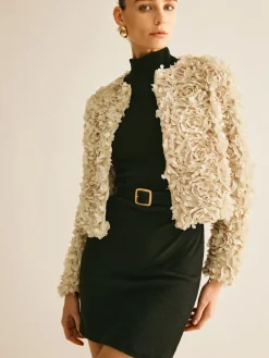 COMMENSE Flower Crew Neck Blazer* Outerwear|Blazers