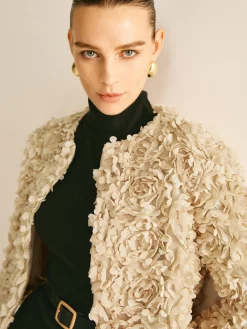 COMMENSE Flower Crew Neck Blazer* Outerwear|Blazers