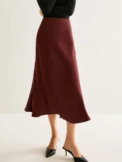 COMMENSE Flowy Satin Midi Skirt* Skirts|Bottoms