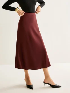 COMMENSE Flowy Satin Midi Skirt* Skirts|Bottoms