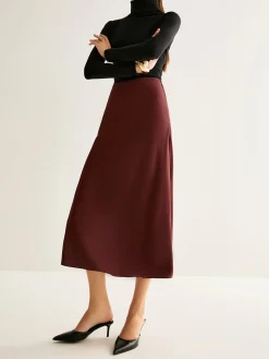 COMMENSE Flowy Satin Midi Skirt* Skirts|Bottoms