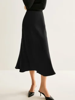 COMMENSE Flowy Satin Midi Skirt* Skirts|Bottoms
