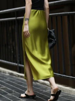 COMMENSE Flowy Satin Midi Skirt* Skirts|Bottoms