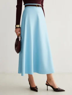 COMMENSE Flowy Zipper PU Leather Skirt Without Belt* Skirts|Matching Sets