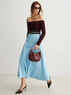 COMMENSE Flowy Zipper PU Leather Skirt Without Belt* Skirts|Matching Sets