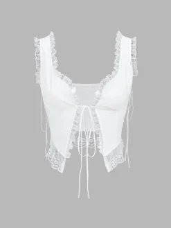 COMMENSE Fly Away Fairytale Lace Trim Crop Cami Top* Crop Tops|Tank Tops & Camis
