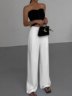 COMMENSE Full Length Pleated Wide Leg Dress Pants* Wide Leg|Pants