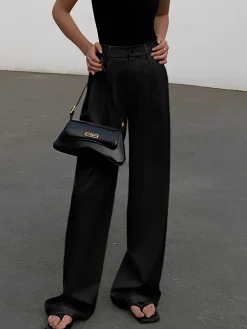 COMMENSE Full Length Pleated Wide Leg Dress Pants* Wide Leg|Pants