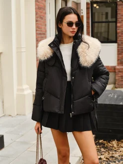 COMMENSE Fuzzy Collar Winter Short Coat* Outerwear|Coats