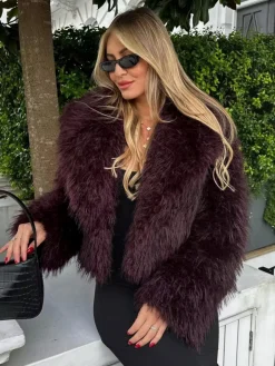 COMMENSE Fuzzy Faux Fur Short Coat* Outerwear|Coats
