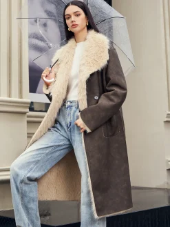 COMMENSE Fuzzy Lined Faux Leather Winter Coat* Outerwear|Coats