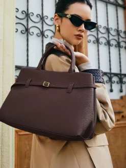 COMMENSE Genuine Leather Belt Top Handle Bag* Bags|Accessories