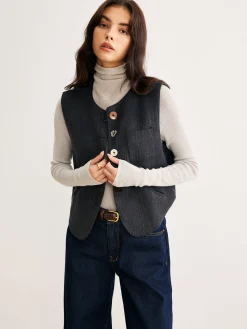 COMMENSE Geometric Button Short Vest* Outerwear|Vests