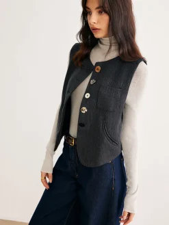 COMMENSE Geometric Button Short Vest* Outerwear|Vests