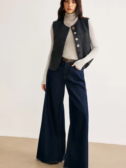 COMMENSE Geometric Button Short Vest* Outerwear|Vests