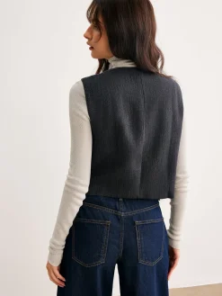 COMMENSE Geometric Button Short Vest* Outerwear|Vests