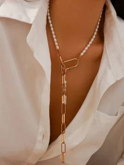 COMMENSE Geometric Chain Beaded Y-Shape Necklace* Necklaces|Accessories