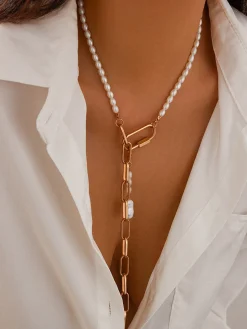 COMMENSE Geometric Chain Beaded Y-Shape Necklace* Necklaces|Accessories